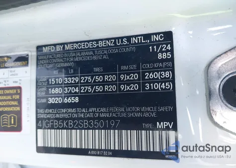 2025 Mercedes-Benz Gle 450 4Matic z USA, uszkodzony, nr VIN 4JGFB5KB2SB350197